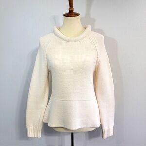 Kate Spade Saturday Cream Heavy Knit Peplum Style Sweater